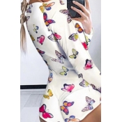 lovely Casual Butterfly Print Multicolor One-piece