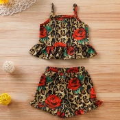 lovely Bohemian Print Brown Girl Two-piece Shorts 