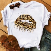 lovely Casual O Neck Leopard Print T-shirt