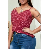lovely Bohemian Dot Print Wine Red Camisole