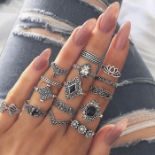 lovely Stylish 15-piece Silver Ring