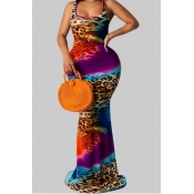 Lovely Casual U Neck Tie-dye Purple Maxi Plus Size