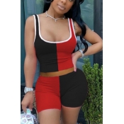 LW Sportswear Patchwork Black Two-piece Shorts Set