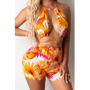 lovely Plants Print Croci Two-piece Swimsuit