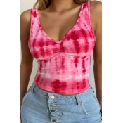 lovely Stylish Tie-dye Red Plus Size Camisole