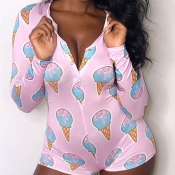 lovely Leisure Print Dusty Pink One-piece Romper