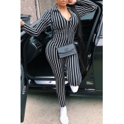 lovely Trendy Striped Black One-piece Jumpsuit