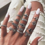 lovely Trendy 14-piece Silver Ring