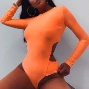 lovely Sportswear Hollow-out Orange Bodysuit