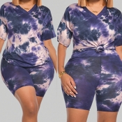 Lovely Casual Tie-dye Modena Plus Size Two-piece S
