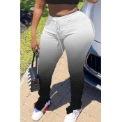 Lovely Casual Gradual Change Black Plus Size Pants