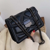 LW Faux Leather Chain Strap Crossbody Bag