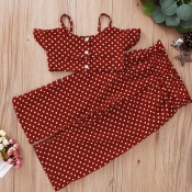 lovely Sweet Dot Print Red Girl Two-piece Pants Se