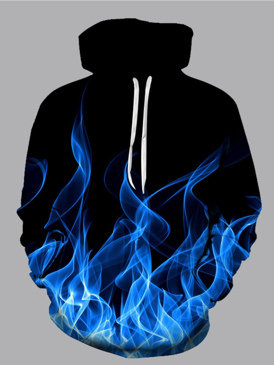 Men lovely Trendy Hoodie Collar Print Blue Hoodie