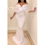 lovely Stylish Knot Design White Maxi Dress