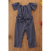 lovely Trendy Striped Blue Girl One-piece Jumpsuit