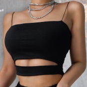 lovely Street Hollow-out Black Camisole