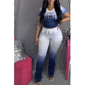 lovely Street Letter Print Black Two Piece Pants S