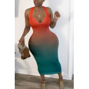 LW Plus Size Sexy Gradual Change Orange Mid Calf D