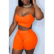 lovely Sportswear Basic Skinny Orange Two-piece Sh
