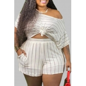 LW Plus Size Striped Stretchy Shorts Set