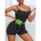 Lovely Casual Skinny Black One-piece Romper