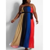 lovely Bohemian Dew Shoulder Patchwork Striped Mul