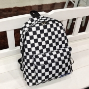 lovely Stylish Grid Print Black And White Backpack