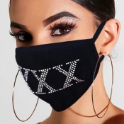 Lovely Letter Rhinestone Black Face Mask