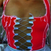 Lovely Sexy Bandage Design Red Camisole