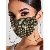Lovely Rhinestone Decorative Yellow Face Mask