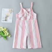 lovely Leisure Striped Knot Design Pink Girl One-p