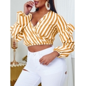 Lovely Stylish Striped Yellow Blouse