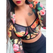 Lovely Trendy Plants Print Yellow Blouse