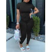 LW Trendy Fold Design Black One-piece Jumpsuit