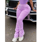 lovely Street Fold Design Purple Pants