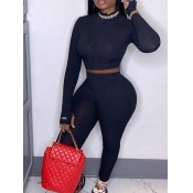 LW Sportswear Zipper Design Skinny Black Two Piece