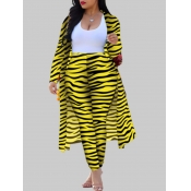lovely Trendy Striped Print Yellow Plus Size Two-p