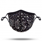 Lovely Rhinestone Decorative Pitch-black Face Mask