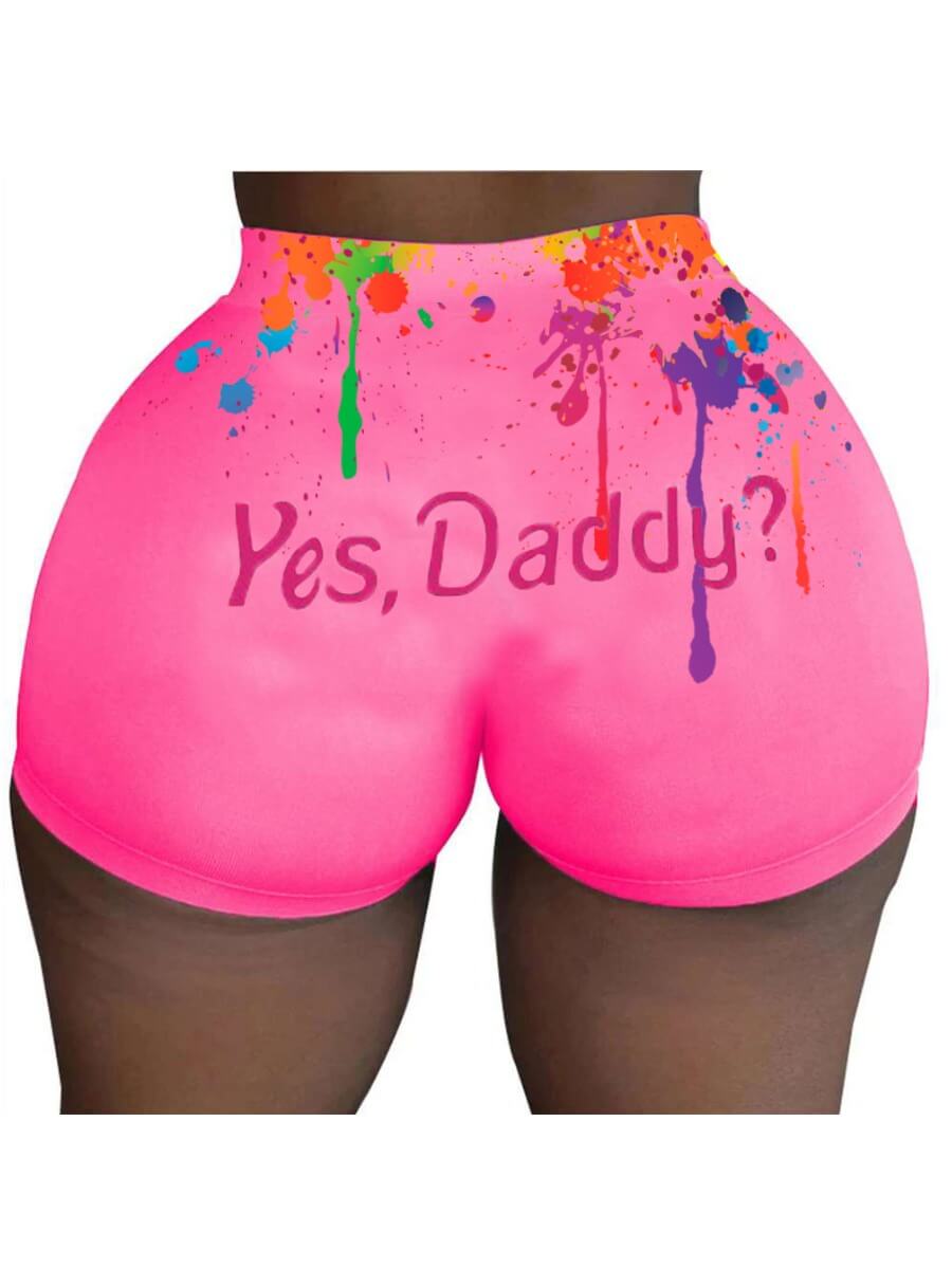 LovelyWholesale Casual Letter Print Rose Red Shorts Summer Casual Letter Spring Summer 2024