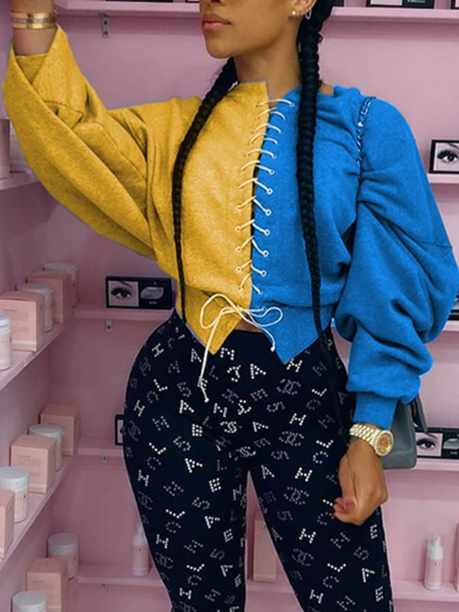 LW Bandage Design Patchwork Sweatshirt
