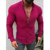 lovely Casual Buttons Design Rose Red Men Shirt