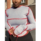 LW Street O Neck Patchwork Grey T-shirt