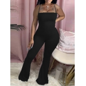 LW COTTON Trendy Spaghetti Strap Basic Skinny Blac