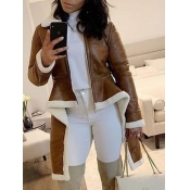 LW Trendy Turndown Collar Asymmetrical Coat
