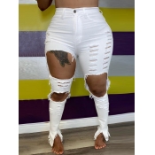 LW Plus Size Street Hollow-out White Jeans