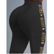 LW Plus Size Sportswear Letter Print Black Pants