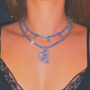 Lovely Stylish Butterfly Silver Necklace