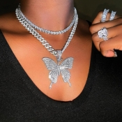 Lovely Stylish Butterfly Silver Necklace