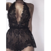 lovely Sexy Lace See-through Black Sleepwear